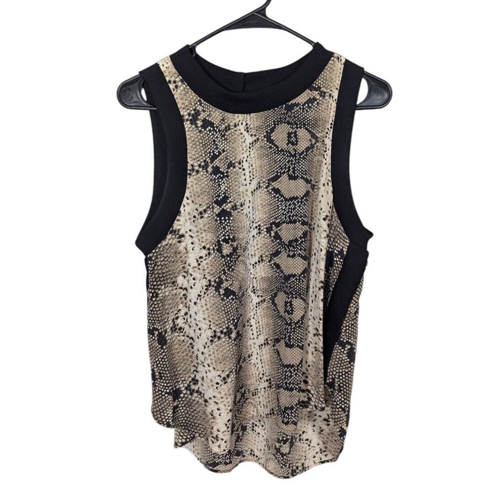 Elizabeth and James Womens Tank Top XS Silk Snakeskin Print Sleeveless Beige‎